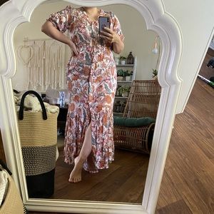 KNOX ROSE floral vintage style maxi ruffle dress